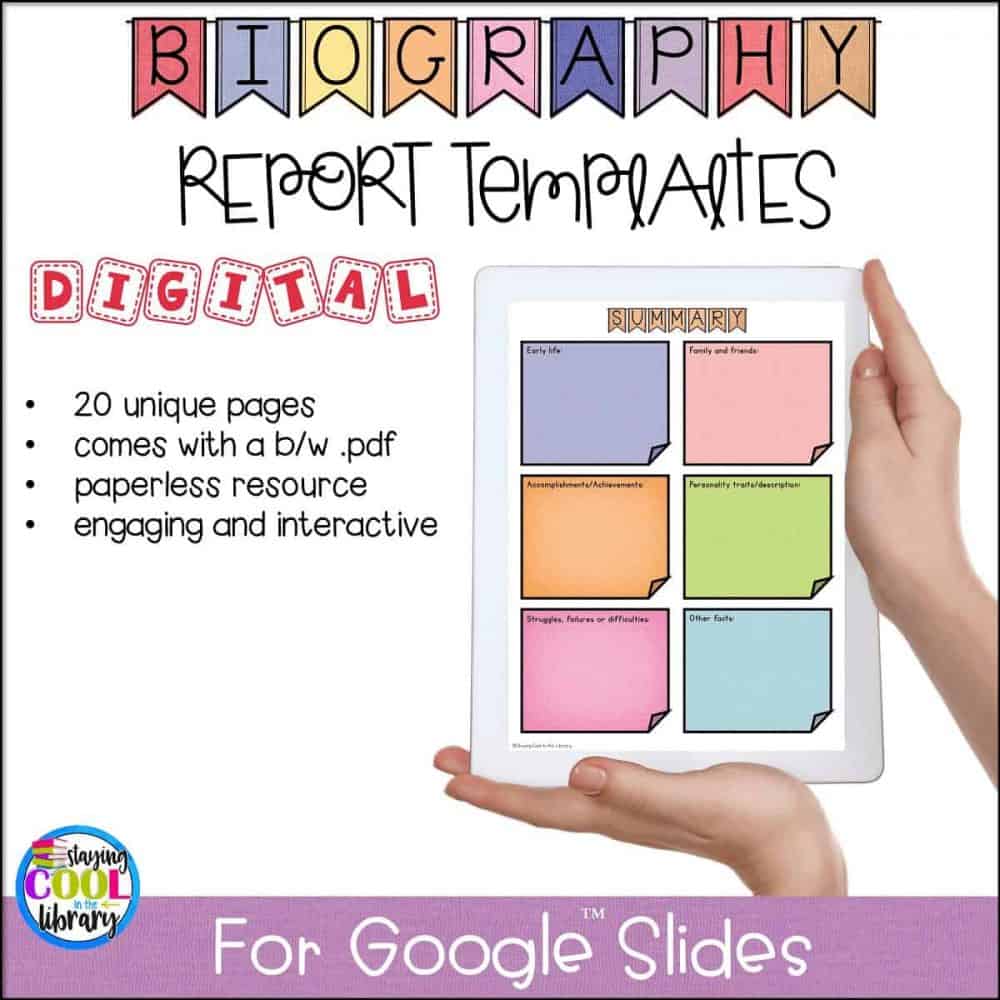 Biography Report Templates and Graphic Organizers - Google Slides