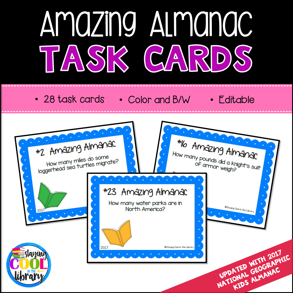 Almanac Practice Task Cards - Editable included