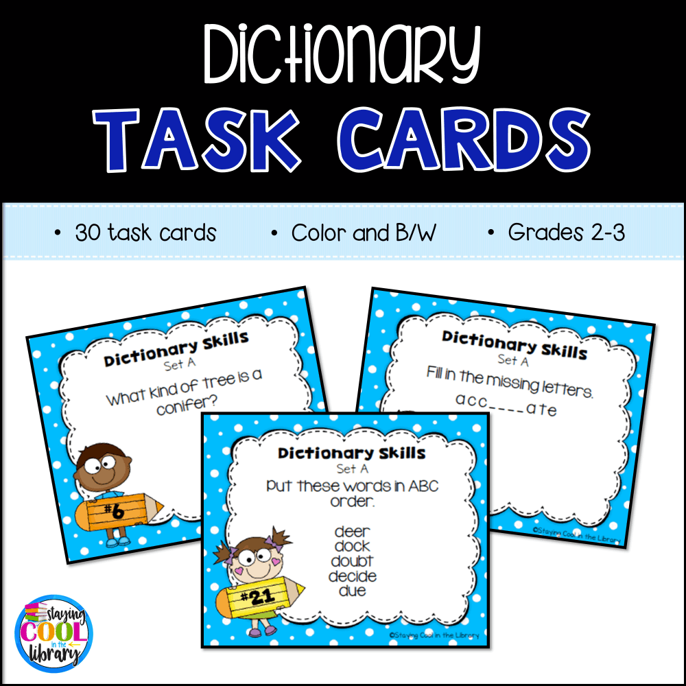 Dictionary Skills Task Cards for Grades 2-3